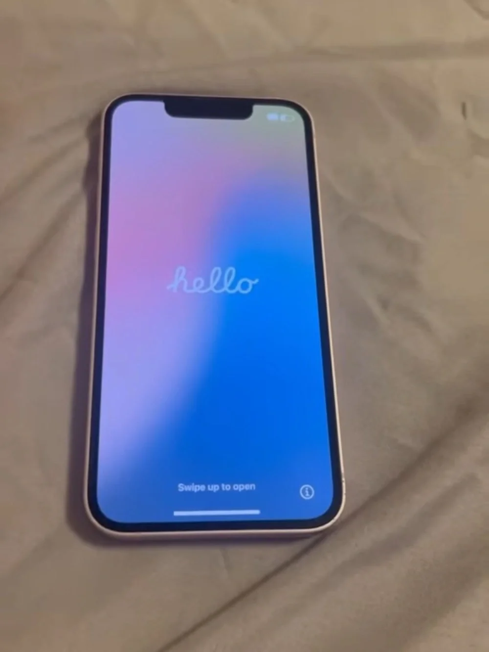 Apple iPhone White Frame with Blue-Pink Gradient Screen